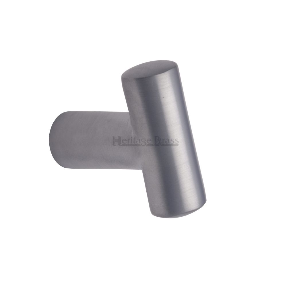 This is an image of a Heritage Brass - Cabinet Knob T Shaped 35mm Satin Chrome Finish, c2234-sc that is available to order from Trade Door Handles in Kendal.