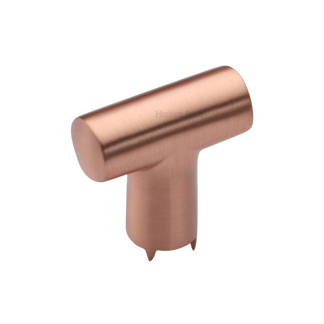 This is a image of a Heritage Brass - Cabinet Knob T Shaped 35mm Sat. Rose Gold Finish that is available to order from Trade Door Handles in Kendal