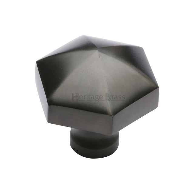 This is an image of a Heritage Brass - Cabinet Knob Classic Hexagon Design 32mm Matt Bronze Finish, c2238-mb that is available to order from Trade Door Handles in Kendal.