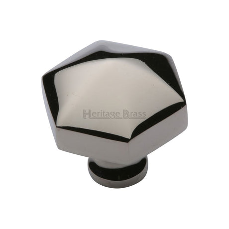 This is an image of a Heritage Brass - Cabinet Knob Classic Hexagon Design 32mm Polished Nickel Finish, c2238-pnf that is available to order from Trade Door Handles in Kendal.