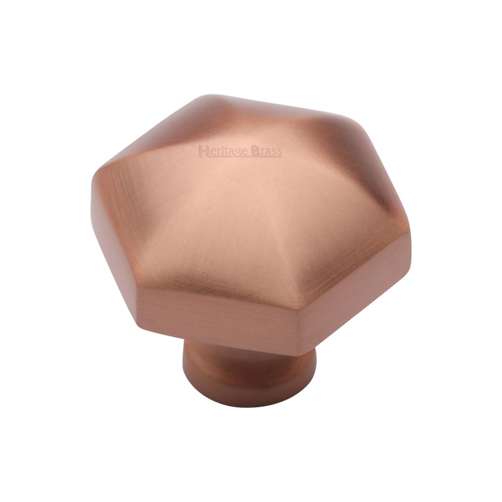 This is an image of a Heritage Brass - Cabinet Knob Classic Hexagon Design 32mm Satin Rose Gold Finish, c2238-srg that is available to order from Trade Door Handles in Kendal.