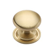 This is an image of a Heritage Brass - Cabinet Knob Victorian Round Design with base 32mm Satin Brass F, c2240-32-sb that is available to order from Trade Door Handles in Kendal.