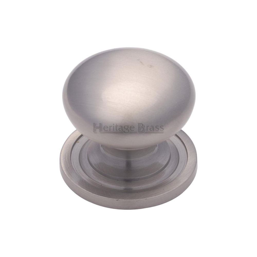 This is an image of a Heritage Brass - Cabinet Knob Victorian Round Design with base 32mm Satin Nickel, c2240-32-sn that is available to order from Trade Door Handles in Kendal.