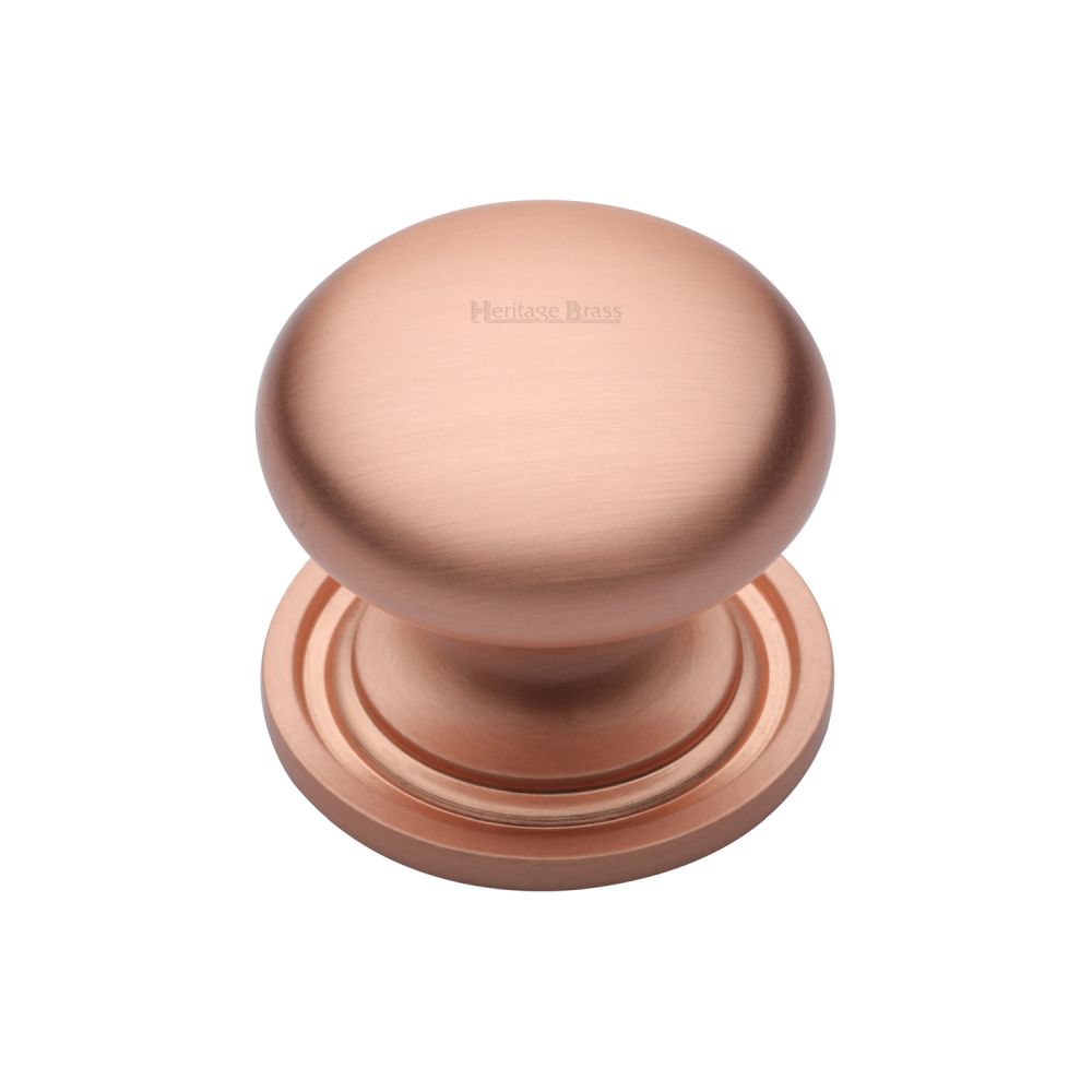 This is an image of a Heritage Brass - Cabinet Knob Victorian Round Design with base 32mm Satin Rose Go, c2240-32-srg that is available to order from Trade Door Handles in Kendal.