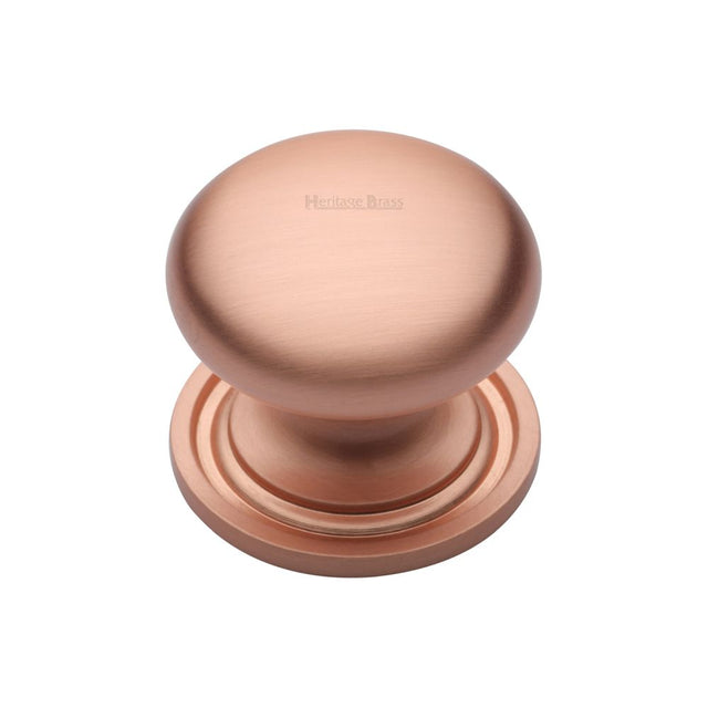 This is an image of a Heritage Brass - Cabinet Knob Victorian Round Design with base 32mm Satin Rose Go, c2240-32-srg that is available to order from Trade Door Handles in Kendal.