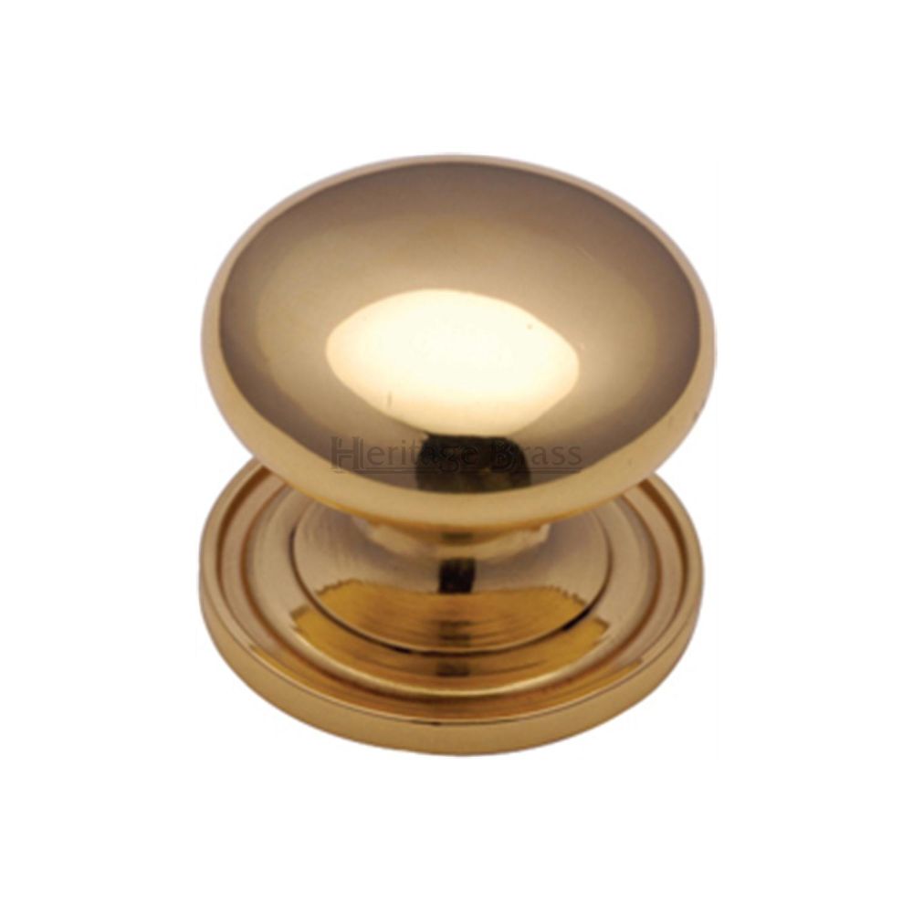 This is a image of a Heritage Brass - Cabinet Knob Victorian Round Design with base 38mm Pol. Brass F that is available to order from Trade Door Handles in Kendal