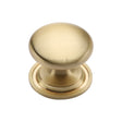 This is a image of a Heritage Brass - Cabinet Knob Victorian Round Design with base 38mm Sat. Brass F that is available to order from Trade Door Handles in Kendal