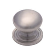 This is a image of a Heritage Brass - Cabinet Knob Victorian Round Design with base 38mm Sat. Nickel that is available to order from Trade Door Handles in Kendal