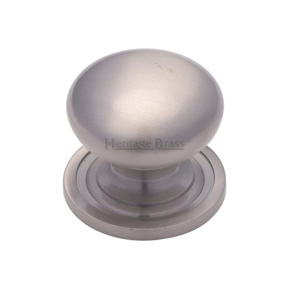 This is an image of a Heritage Brass - Cabinet Knob Victorian Round Design with base 38mm Satin Nickel, c2240-38-sn that is available to order from Trade Door Handles in Kendal.