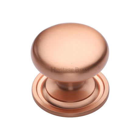 This is an image of a Heritage Brass - Cabinet Knob Victorian Round Design with base 38mm Satin Rose Go, c2240-38-srg that is available to order from Trade Door Handles in Kendal.