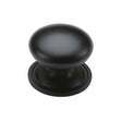 This is a image of a Heritage Brass - Cabinet Knob Victorian Round Design with base 48mm Matt Black F that is available to order from Trade Door Handles in Kendal