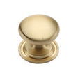 This is an image of a Heritage Brass - Cabinet Knob Victorian Round Design with base 48mm Satin Brass F, c2240-48-sb that is available to order from Trade Door Handles in Kendal.