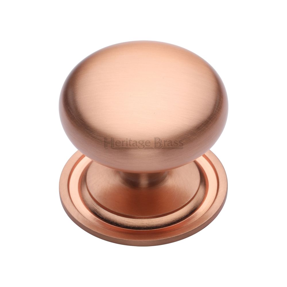 This is an image of a Heritage Brass - Cabinet Knob Victorian Round Design with base 48mm Satin Rose Go, c2240-48-srg that is available to order from Trade Door Handles in Kendal.