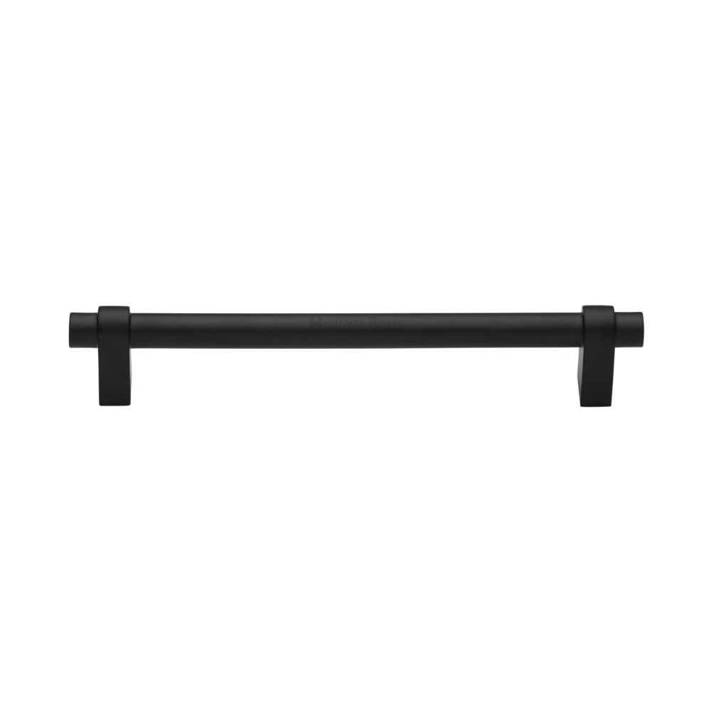 This is an image of a Heritage Brass - Cabinet Pull Industrial Design 160mm CTC Matt Black Finish, c2480-160-bkmt that is available to order from Trade Door Handles in Kendal.