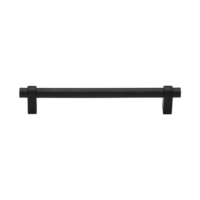 This is an image of a Heritage Brass - Cabinet Pull Industrial Design 160mm CTC Matt Black Finish, c2480-160-bkmt that is available to order from Trade Door Handles in Kendal.