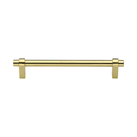 This is an image of a Heritage Brass - Cabinet Pull Industrial Design 160mm CTC Polished Brass Finish, c2480-160-pb that is available to order from Trade Door Handles in Kendal.