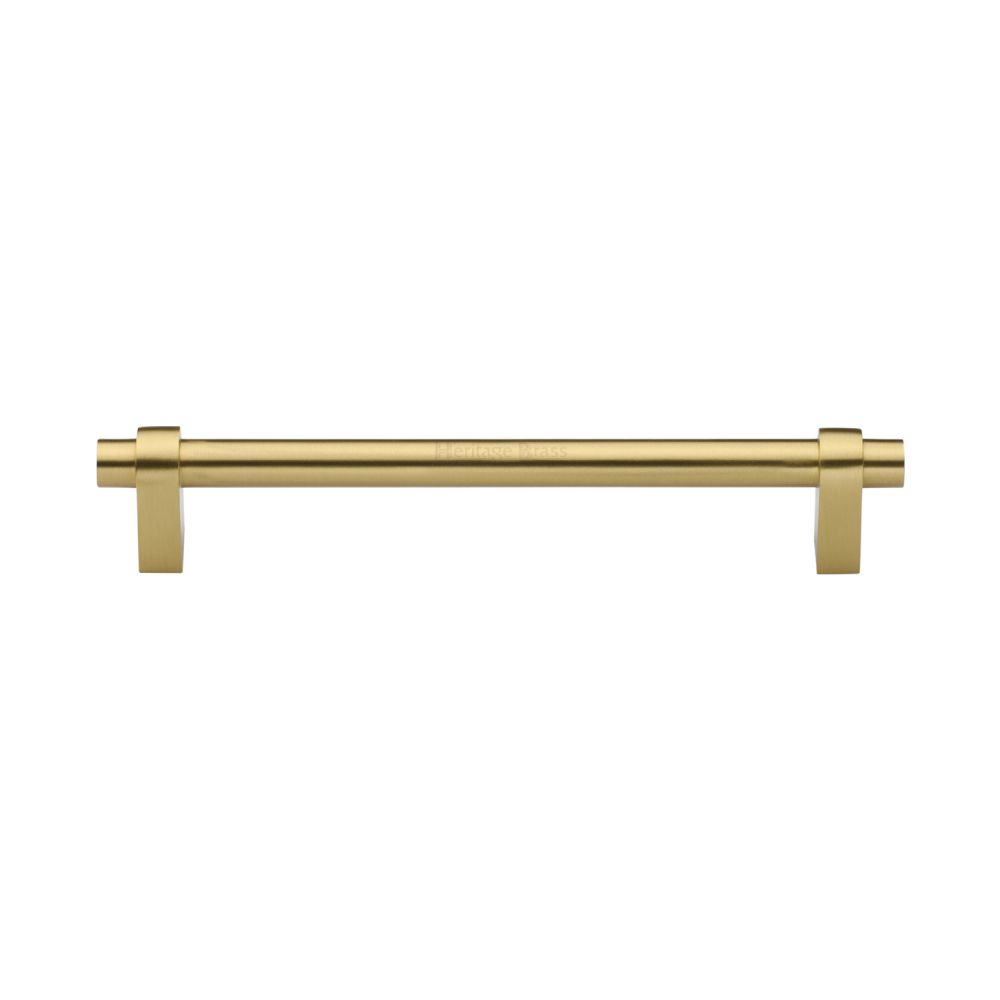 This is an image of a Heritage Brass - Cabinet Pull Industrial Design 160mm CTC Satin Brass Finish, c2480-160-sb that is available to order from Trade Door Handles in Kendal.