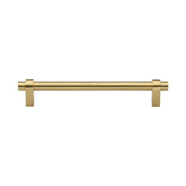 This is an image of a Heritage Brass - Cabinet Pull Industrial Design 160mm CTC Satin Brass Finish, c2480-160-sb that is available to order from Trade Door Handles in Kendal.