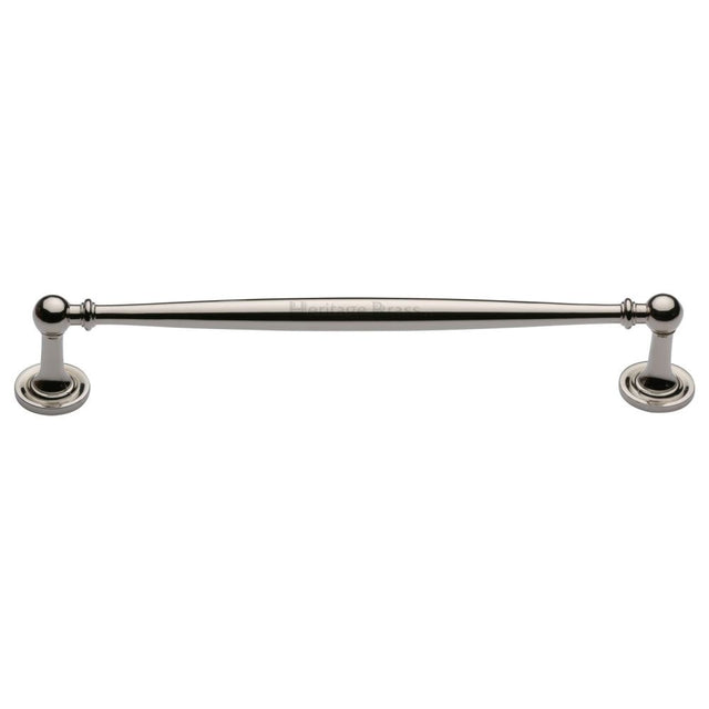 This is an image of a Heritage Brass - Cabinet Pull Colonial Design 203mm CTC Polished Nickel Finish, c2533-203-pnf that is available to order from Trade Door Handles in Kendal.