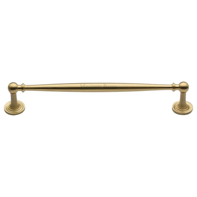 This is an image of a Heritage Brass - Cabinet Pull Colonial Design 203mm CTC Satin Brass Finish, c2533-203-sb that is available to order from Trade Door Handles in Kendal.