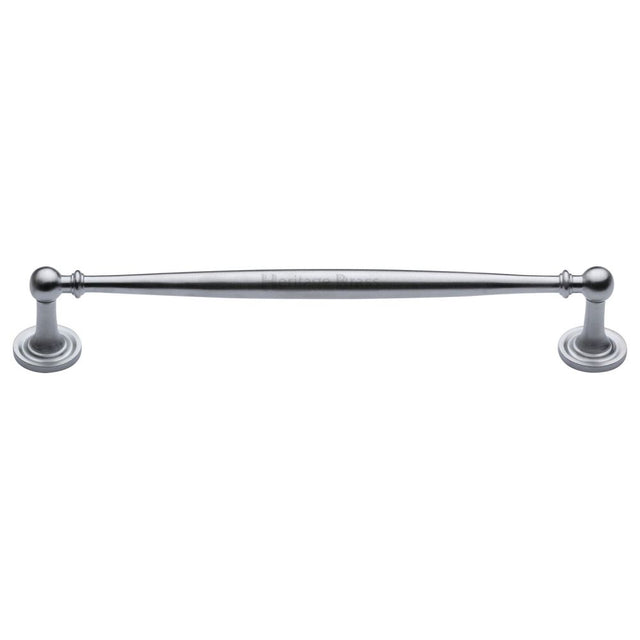 This is an image of a Heritage Brass - Cabinet Pull Colonial Design 203mm CTC Satin Chrome Finish, c2533-203-sc that is available to order from Trade Door Handles in Kendal.