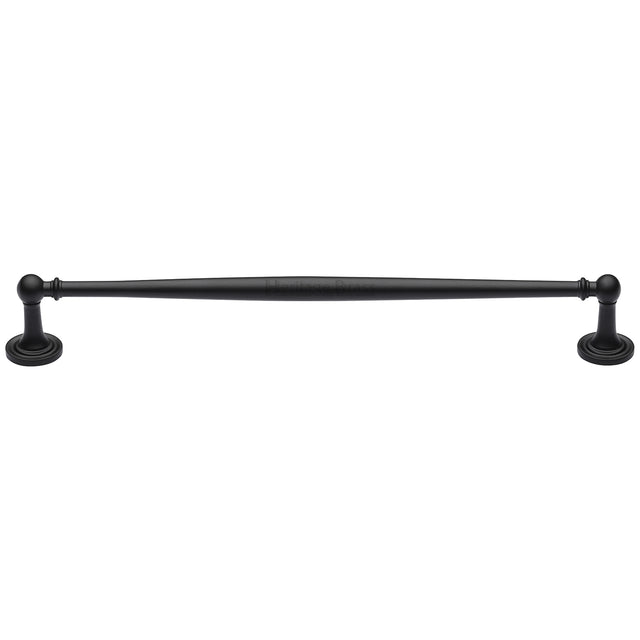 This is an image of a Heritage Brass - Cabinet Pull Colonial Design 254mm CTC Matt Black Finish, c2533-254-bkmt that is available to order from Trade Door Handles in Kendal.