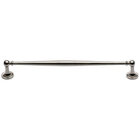 This is an image of a Heritage Brass - Cabinet Pull Colonial Design 254mm CTC Polished Nickel Finish, c2533-254-pnf that is available to order from Trade Door Handles in Kendal.