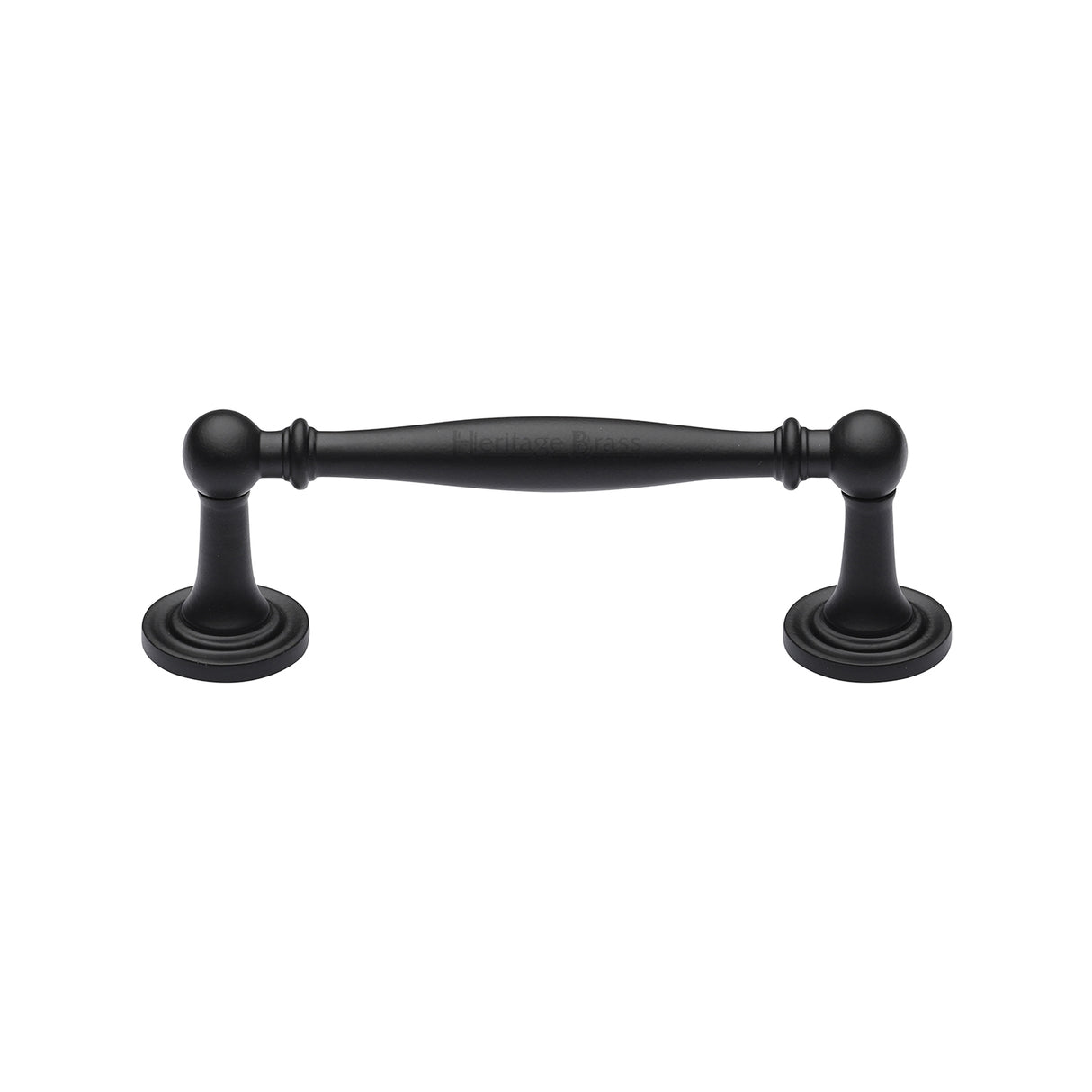 This is an image of a Heritage Brass - Cabinet Pull Colonial Design 96mm CTC Matt Black Finish, c2533-96-bkmt that is available to order from Trade Door Handles in Kendal.