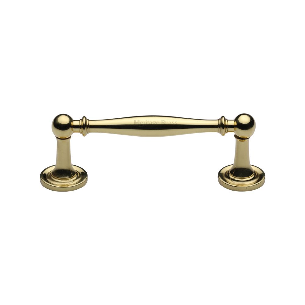 This is an image of a Heritage Brass - Cabinet Pull Colonial Design 96mm CTC Polished Brass Finish, c2533-96-pb that is available to order from Trade Door Handles in Kendal.