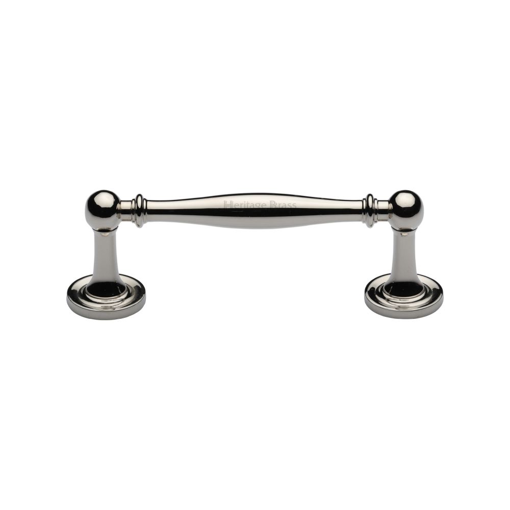 This is an image of a Heritage Brass - Cabinet Pull Colonial Design 96mm CTC Polished Nickel Finish, c2533-96-pnf that is available to order from Trade Door Handles in Kendal.