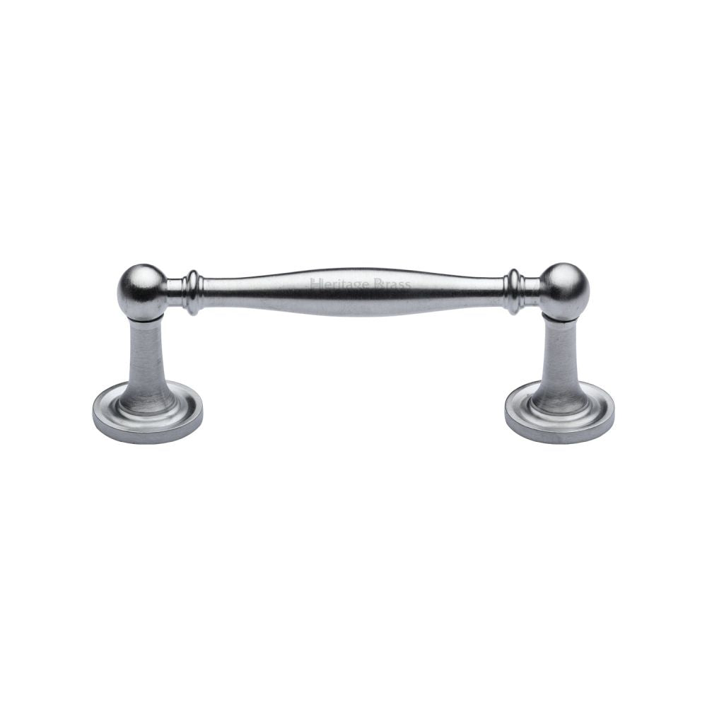 This is an image of a Heritage Brass - Cabinet Pull Colonial Design 96mm CTC Satin Chrome Finish, c2533-96-sc that is available to order from Trade Door Handles in Kendal.