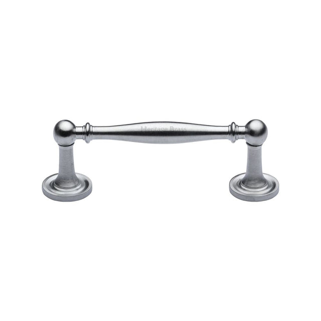 This is an image of a Heritage Brass - Cabinet Pull Colonial Design 96mm CTC Satin Chrome Finish, c2533-96-sc that is available to order from Trade Door Handles in Kendal.