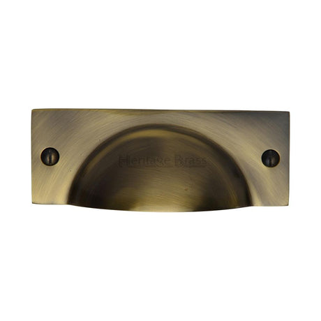 This is an image of a Heritage Brass - Drawer Cup Pull Cheshire Design Antique Brass Finish, c2762-at that is available to order from Trade Door Handles in Kendal.