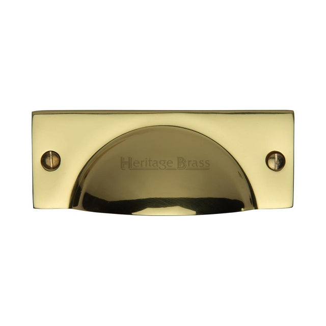 This is an image of a Heritage Brass - Drawer Cup Pull Cheshire Design Polished Brass Finish, c2762-pb that is available to order from Trade Door Handles in Kendal.