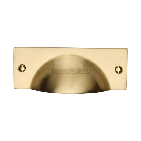 This is an image of a Heritage Brass - Drawer Cup Pull Cheshire Design Satin Brass Finish, c2762-sb that is available to order from Trade Door Handles in Kendal.
