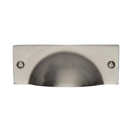 This is an image of a Heritage Brass - Drawer Cup Pull Cheshire Design Satin Nickel Finish, c2762-sn that is available to order from Trade Door Handles in Kendal.