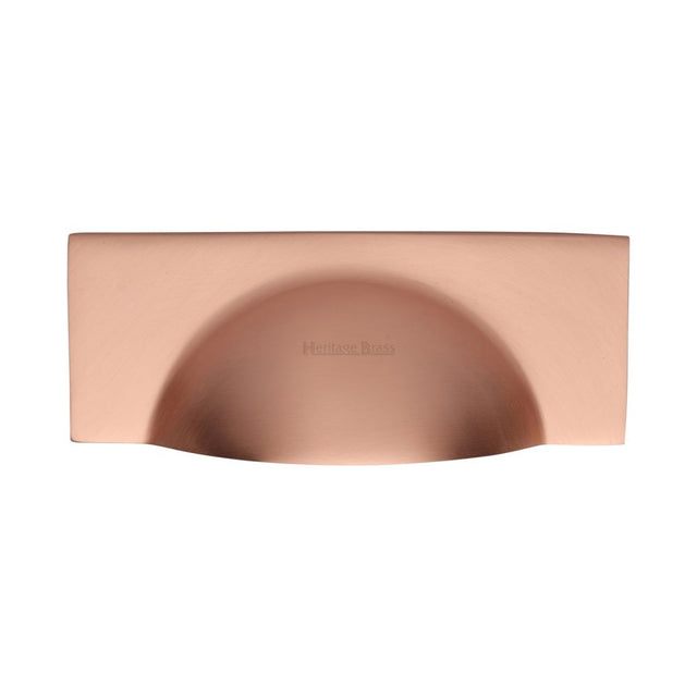 This is a image of a Heritage Brass - Drawer Cup Pull Hampshire Design 57mm CTC Sat. Rose Gold Finish that is available to order from Trade Door Handles in Kendal