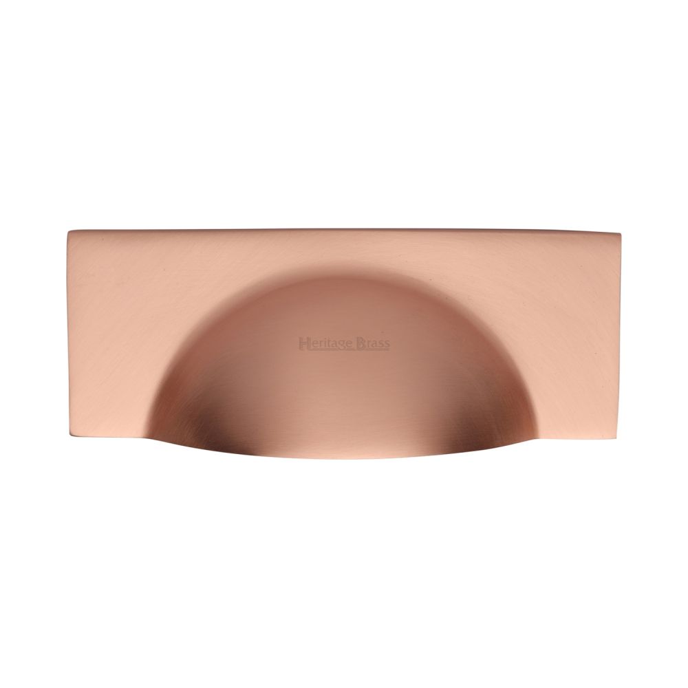 This is an image of a Heritage Brass - Drawer Cup Pull Hampshire Design 57mm CTC Satin Rose Gold Finish, c2764-srg that is available to order from Trade Door Handles in Kendal.