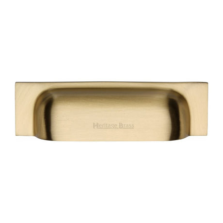 This is an image of a Heritage Brass - Drawer Cup Pull Military Design 152mm CTC Satin Brass Finish, c2766-152-sb that is available to order from Trade Door Handles in Kendal.