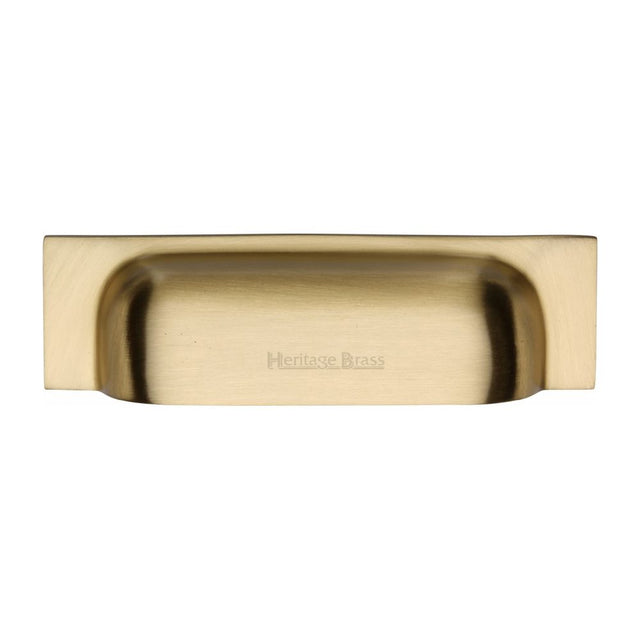 This is an image of a Heritage Brass - Drawer Cup Pull Military Design 152mm CTC Satin Brass Finish, c2766-152-sb that is available to order from Trade Door Handles in Kendal.