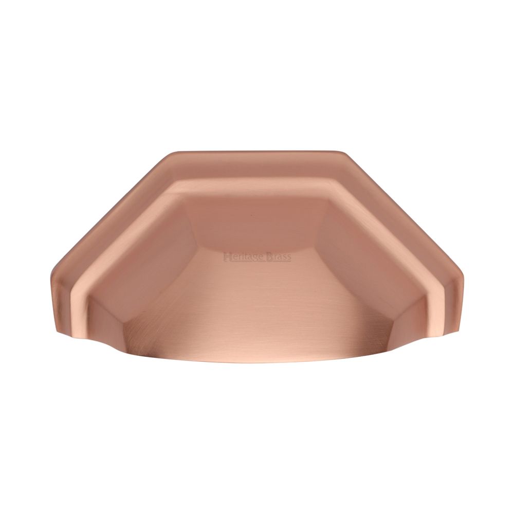 This is a image of a Heritage Brass - Drawer Cup Pull Deco Design 89mm CTC Sat. Rose Gold Finish that is available to order from Trade Door Handles in Kendal
