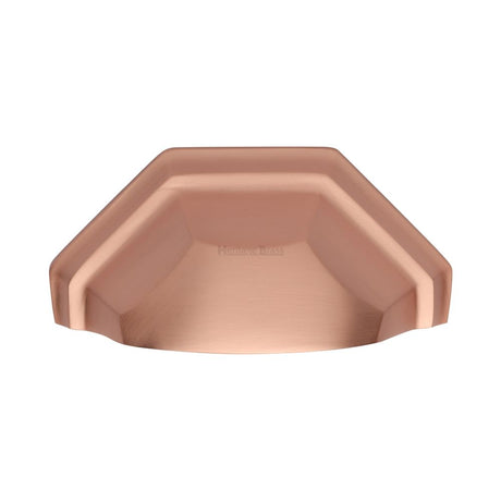 This is an image of a Heritage Brass - Drawer Cup Pull Deco Design 89mm CTC Satin Rose Gold Finish, c2768-srg that is available to order from Trade Door Handles in Kendal.