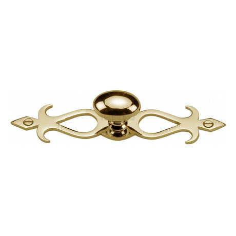 This is an image of a Heritage Brass - Cabinet Knob Oval/Backplate Design 32mm Polished Brass Finish, c3072-32-pb that is available to order from Trade Door Handles in Kendal.