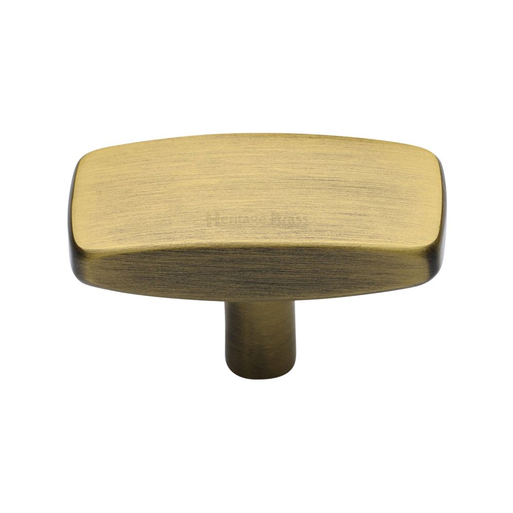 This is an image of a Heritage Brass - Cabinet Knob Rectangular Design 47mm Antique Brass Finish, c3384-47-at that is available to order from Trade Door Handles in Kendal.