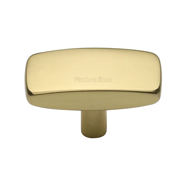 This is an image of a Heritage Brass - Cabinet Knob Rectangular Design 47mm Polished Brass Finish, c3384-47-pb that is available to order from Trade Door Handles in Kendal.