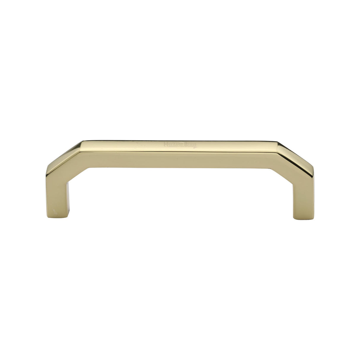 This is an image of a Heritage Brass - Cabinet Pull Hex Angular Design 101mm CTC Polished Brass Finish, c3465-101-pb that is available to order from Trade Door Handles in Kendal.