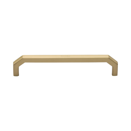 This is an image of a Heritage Brass - Cabinet Pull Hex Angular Design 152mm CTC Satin Brass Finish, c3465-152-sb that is available to order from Trade Door Handles in Kendal.