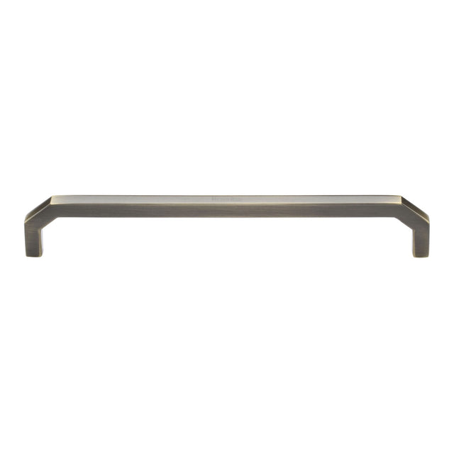 This is an image of a Heritage Brass - Cabinet Pull Hex Angular Design 203mm CTC Antique Brass Finish, c3465-203-at that is available to order from Trade Door Handles in Kendal.