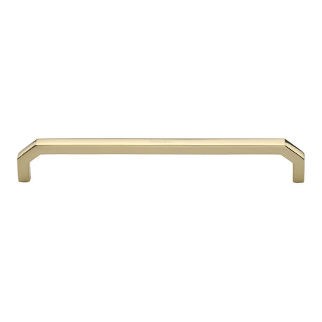 This is an image of a Heritage Brass - Cabinet Pull Hex Angular Design 203mm CTC Polished Brass Finish, c3465-203-pb that is available to order from Trade Door Handles in Kendal.