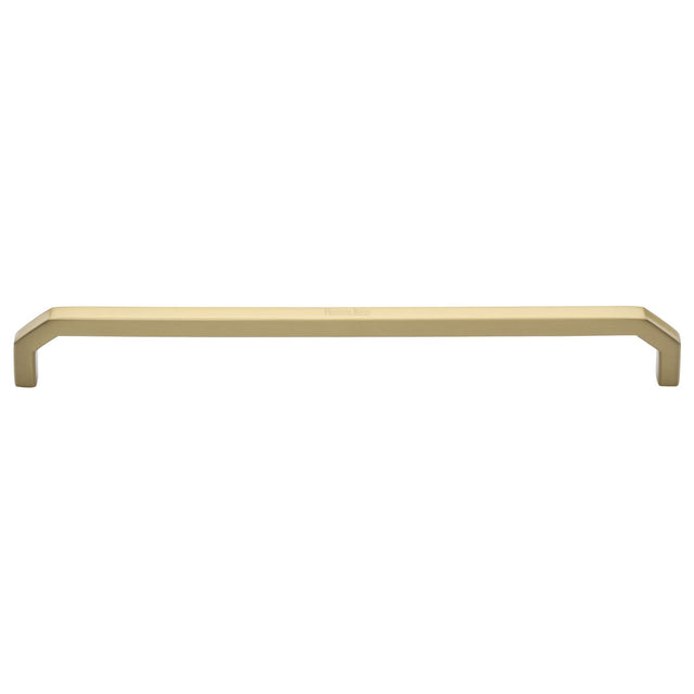 This is an image of a Heritage Brass - Cabinet Pull Hex Angular Design 254mm CTC Satin Brass Finish, c3465-254-sb that is available to order from Trade Door Handles in Kendal.